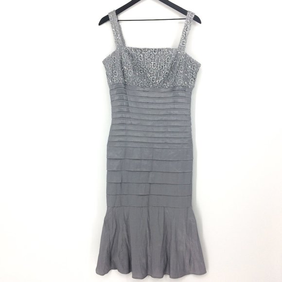 KM COLLECTIONS BY MILLA BELL Silver Sequin Dress - Picture 1 of 8